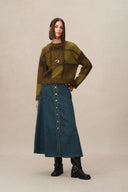 Sibton Checked Cropped Pullover in Baby Alpaca Blend Knit