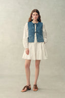 Top sin mangas Wren Paisley en denim de algodón