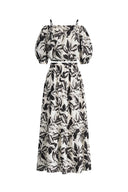 Samira Adjustable Strap Top and Maxi Skirt Matching Set in Linen