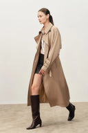 Anjea Wendemantel Doppelreihiger Trenchcoat aus Acetat-Woll-Mischung