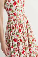 Vestido Keira con Cuello Cuadrado y Falda Acampanada en Algodón