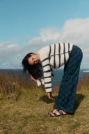 Rita Hand Painted Irregular Stripe Design Sweater in Alpaca Blend