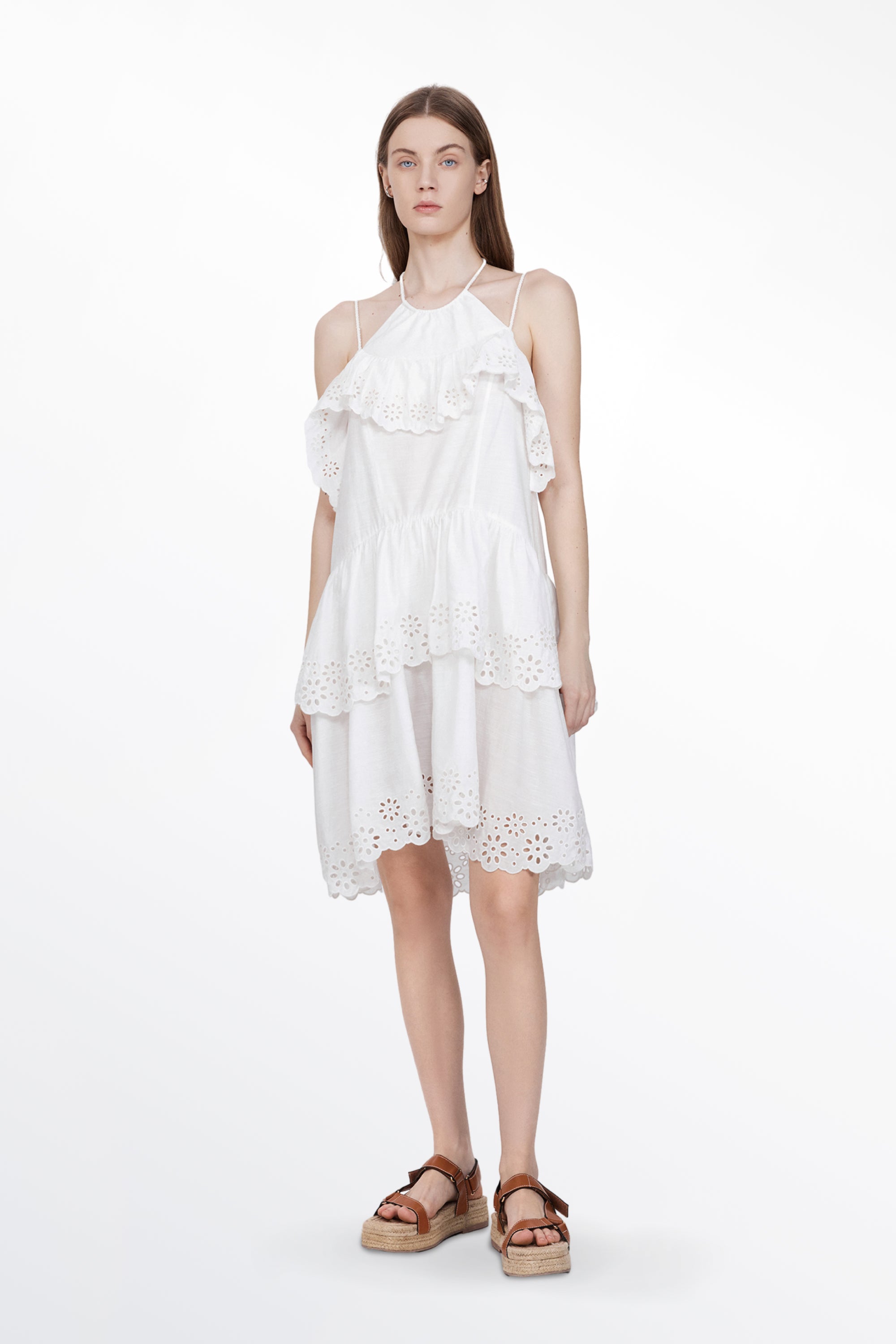 Loli Hollow-Out Embroidery Cami Dress in Tencel Blend