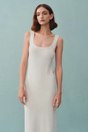 Hera Wide Sleeveless Strap Dress in Stretch Yarn Knit