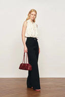 Anaïs ärmellose Bluse mit Polka-Dots und Falten aus Seiden-Georgette