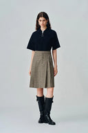 Javia Plaid Pleated Skirt in Prince of Wales Merino Wool