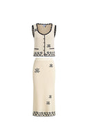 Rania Hand Crochet Embroidery Sleeveless Top and Skirt Set in Cotton Yarn