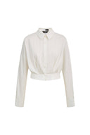Tessera Pleated Crop Shirt in Cotton
