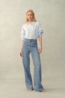 Dorel Blumenmuster Gerade Jeans aus Leinenmisch-Denim