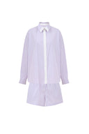 Faya Purple Contrast Shirt and Shorts Set in Viscose Blend