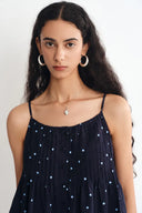 Top canotta Ellie a pois in misto lino