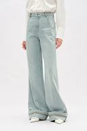 Nîmes Bestickte Jeans mit weitem Bein aus Baumwoll-Denim