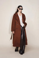 Ponente Woll-Trenchcoat mit PU-Besatz aus Double-Face Merinowolle