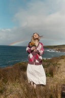 Cardigan a Quadri Intrecciati Solstice in Misto Lana-Alpaca