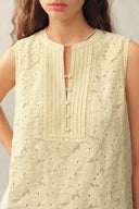 Charlotte Marigold Lace Embroidery Sleeveless Top in Cotton