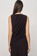 Florence Asymmetric Draped Sleeveless Top and Maxi Skirt Set in Cotton Modal Knit