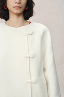 Alina Hand Rolled Buttons Wool Jacket in Australian Merino Twill