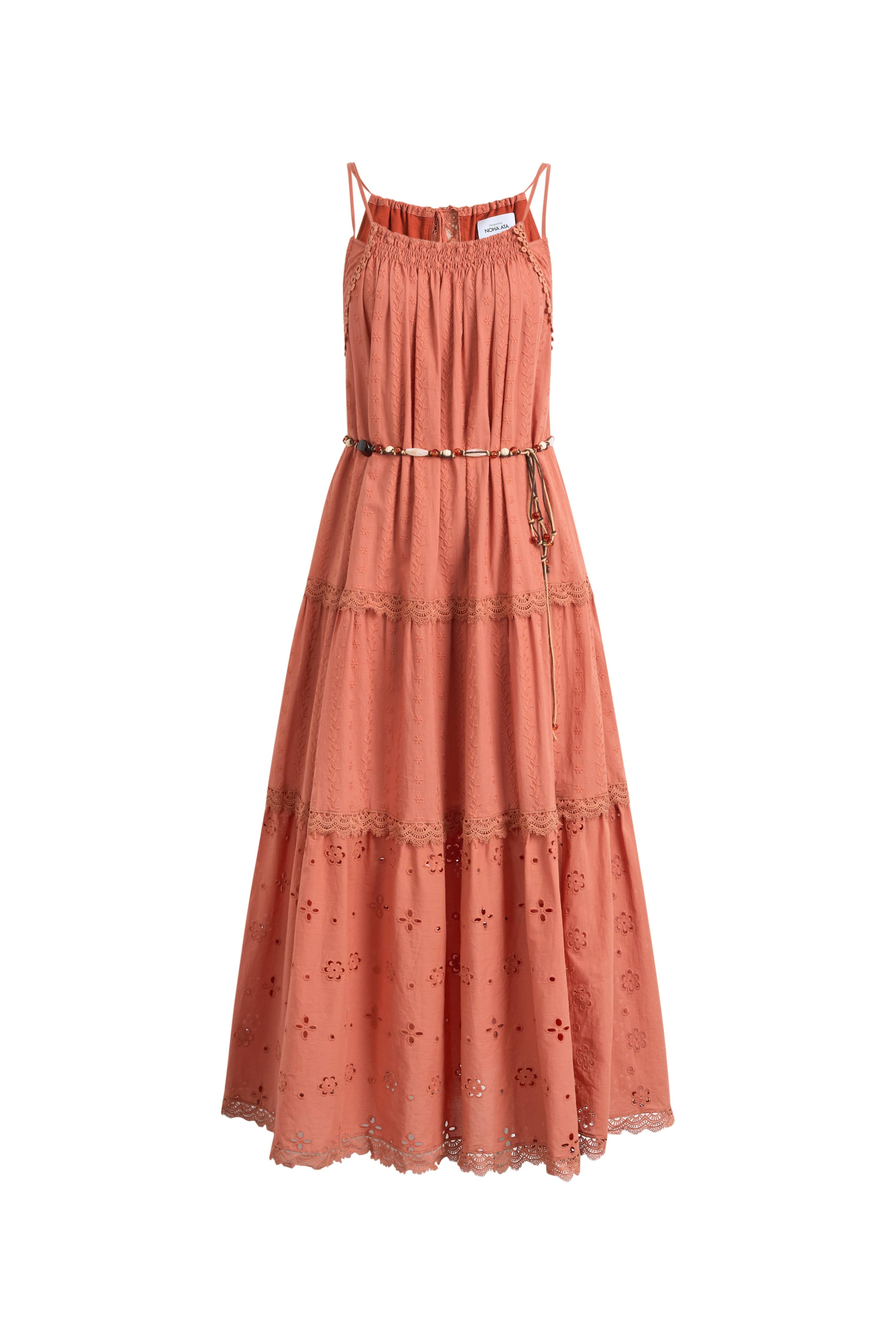 Celia Layered Strap Dress in Cotton Jacquard M