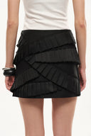 Maze Asymmetric Pleat Skirt in Lightweight Blend