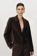 Geraldine Single Button Crop Blazer in Cotton Velvet