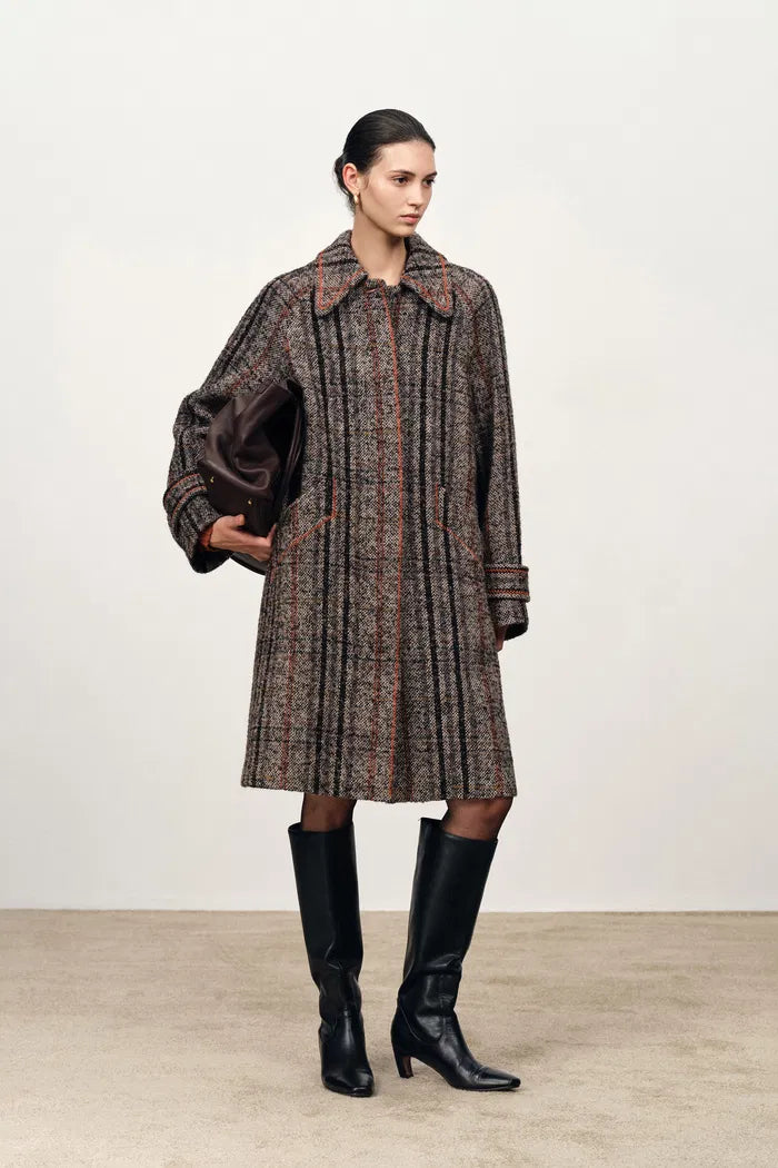 Oakley Check Coat in Merino Wool Tweed