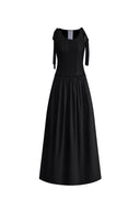 Sama Maxikleid aus gemischten Stoffen aus Stretch-Seide und Mikroplissee-Nylon