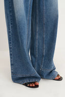 Glaire Button Fly Straight Wide Leg Jeans in Lyocell Denim