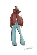 Doudoune Aimee avec écharpe amovible en sergé fin à fil creux