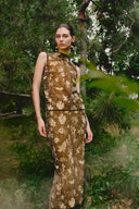 Ensemble assorti top et jupe sans manches Wind Jacquard en maille georgette de soie burnout