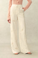 Doris Lily-of-the-Valley Lace Sleeveless Top and Pants Matching Set in Silk Linen Blend