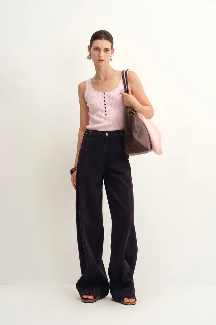 Paz Reddish Black Baggy Washed Jeans in Cotton Denim