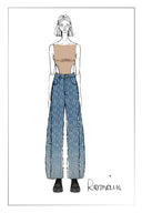 Jean dégradé texturé ceinturé Skylar en denim jacquard coton