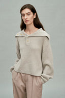 Perina Oversized Turtleneck Sweater in Wool-Cotton Blend Knit