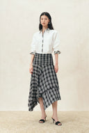 Riley Plaid Embroidery Oversized Shirt in Cotton Poplin