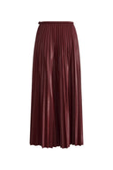 Lila Sun Pleated Leather Skirt in Faux Leather