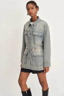 Veste safari à cordon de serrage Esme en denim coton