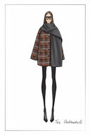 Cappotto mantella Cecilia reversibile con sciarpa in 100% lana
