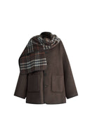 Cecilia Reversible Tartan Check Double Face Short Coat in Wool Cashmere Blend