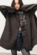 Cecilia Reversible Tartan Check Double Face Short Coat in Wool Cashmere Blend