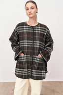 Cecilia Reversible Tartan Check Double Face Short Coat in Wool Cashmere Blend