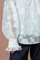Cecilia Ruffle V Neck Blouse in Burnout chiffon