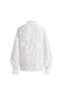 Cecilia Ruffle V Neck Blouse in Burnout chiffon