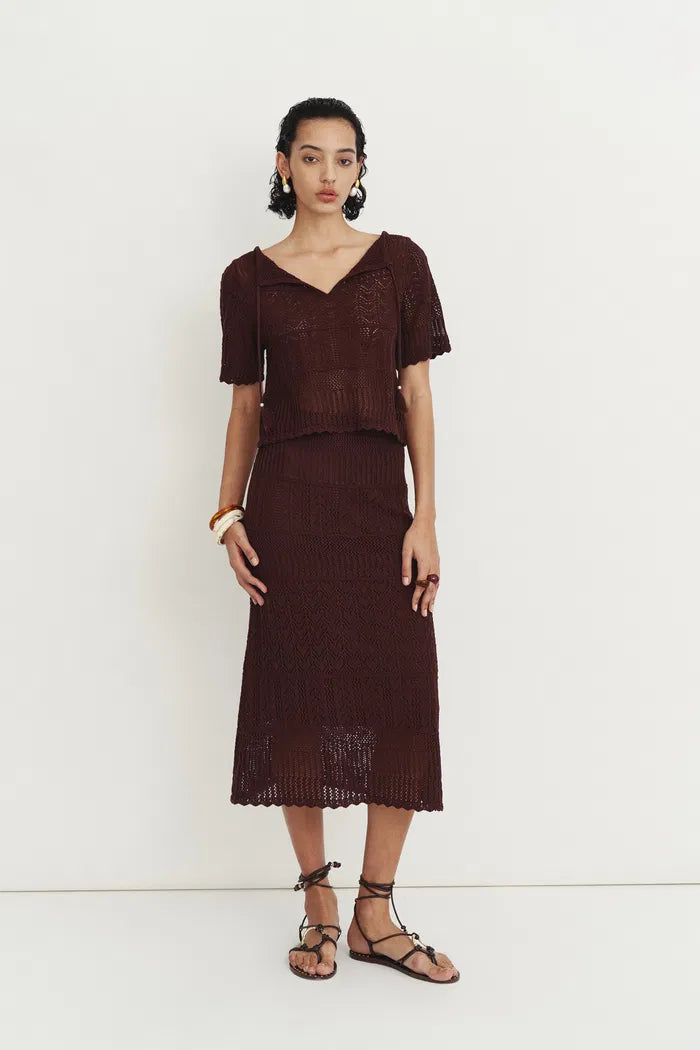 Sylvia Knitted Reversible Blouse and Midi Skirt Set