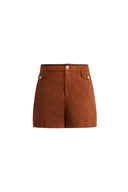Marian Color Block Trim Shorts in Faux Suede