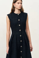 Rosie Revers-Tweed-Kleid mit Taillierung aus französischem Bouclé