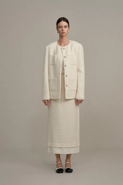 Freja Tweed Jacket in Cotton-Wool Blend – fbrq.com