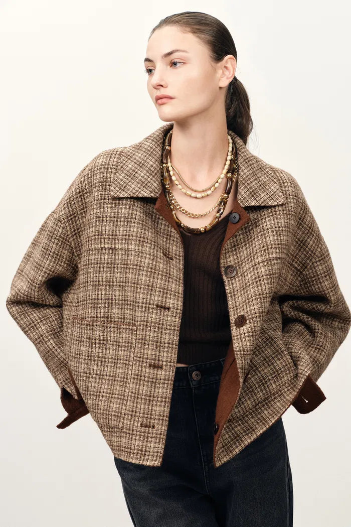 Rowan Two Tone Reversible Jacket in  Double Face Merino Wool