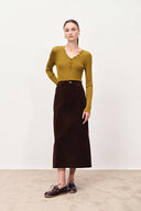 Vivi Henley Top in Stretchy Rib Knit Merino Wool