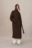 Rond Maxi Lapel Long Coat in Merino Cashmere Blend