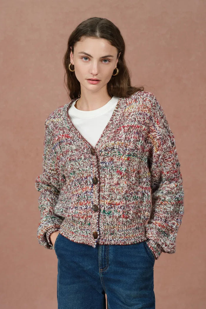 Hygge Irregular Cable Cardigan in Merino Wool